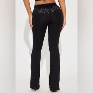 Fashion Nova Black Flare Pants with Babygirl Detail